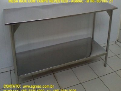 MESA REVESTIDA EM INOX - AGMAC - MTRI-60/100-2T